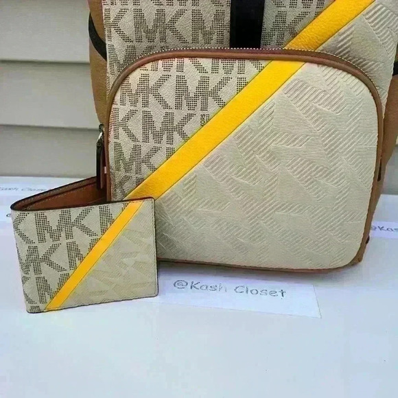 Michael Kors Backpack Mens Cooper Logo Stripe Bag & Wallet Bundle Set Chino main image 8